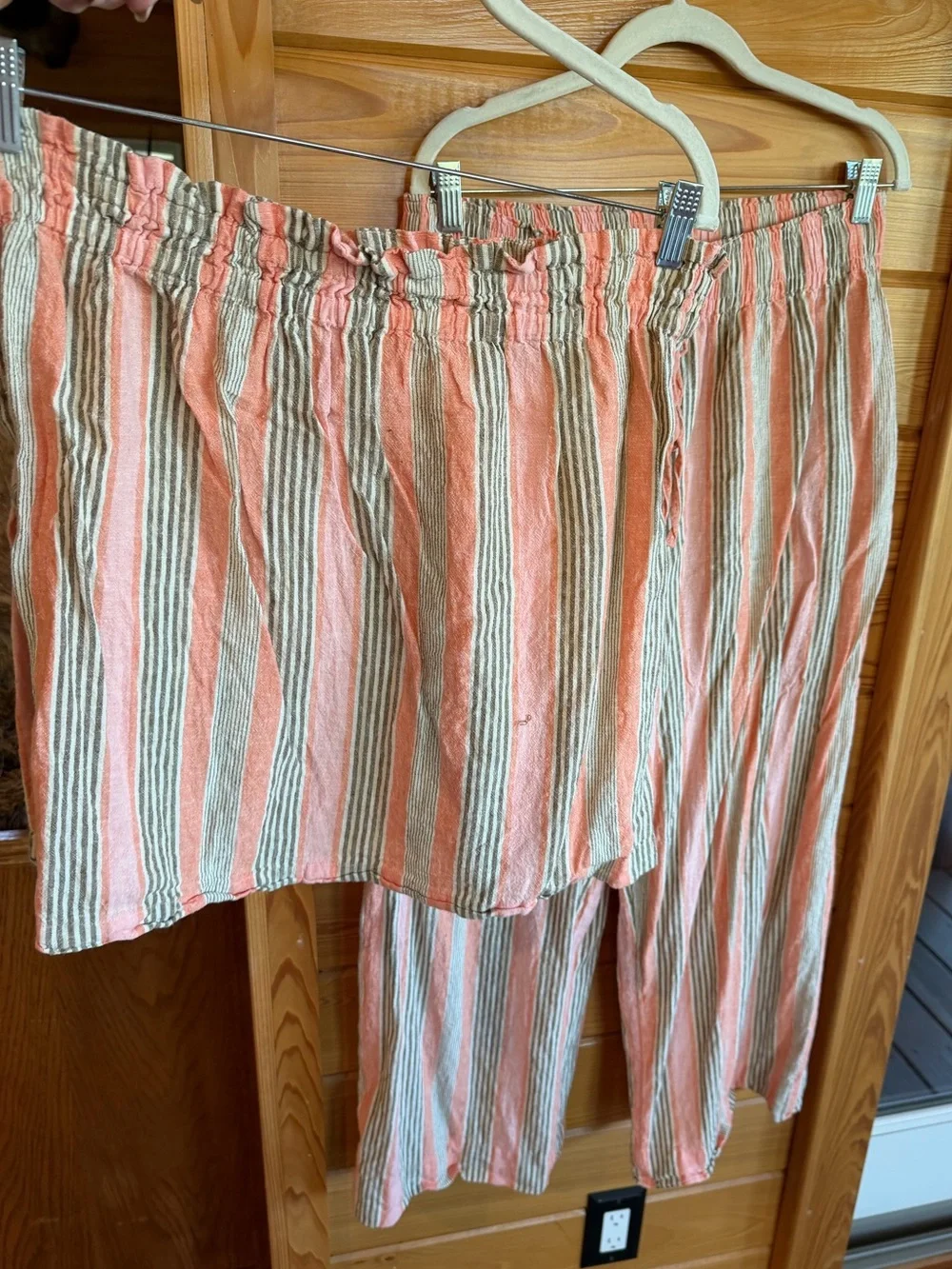 Free People Corfu striped cotton linen set, large, Canyon stripe